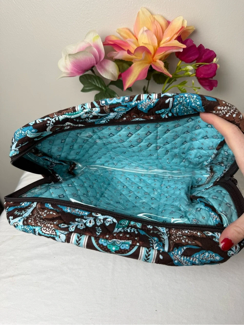 NWT Vera Bradley Java Blue Iconic Large Cosmetic Bag RETIRED RARE